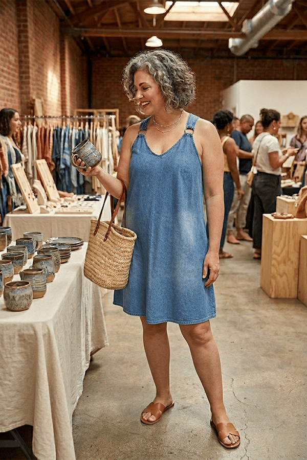 Women's Plus Size Washed Denim Maxi Dress（Buy 2 Free Shipping）