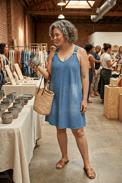 Women's Plus Size Washed Denim Maxi Dress（Buy 2 Free Shipping）