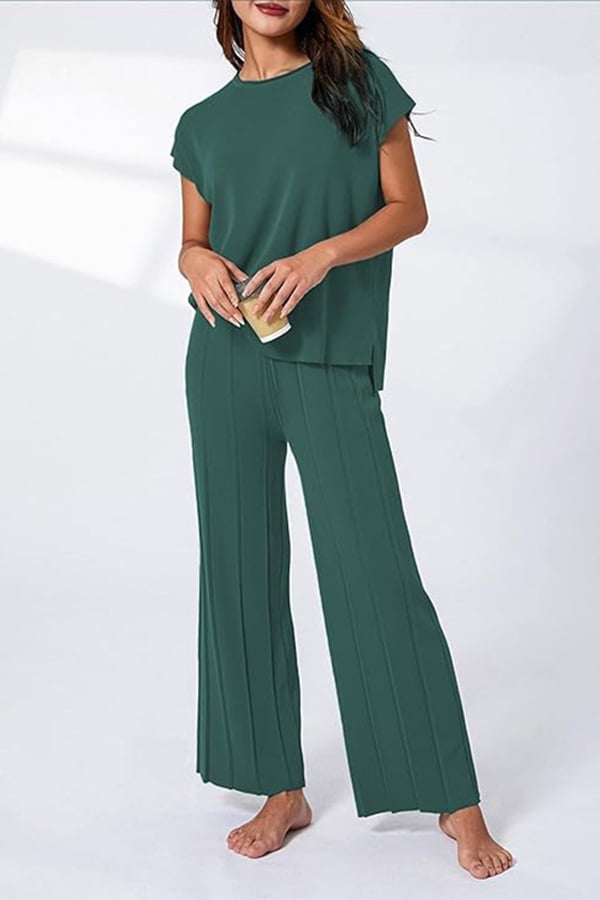 Women’s Knit Two-Piece Top & Wide-Leg Pants Set(Buy 2 Free Shipping)