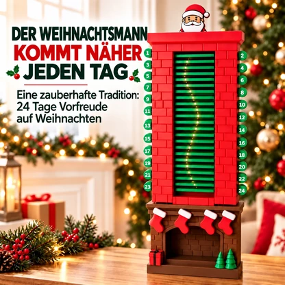 24-Tage-Weihnachts-Countdown-Kalender mit Weihnachtsmann im Kamin