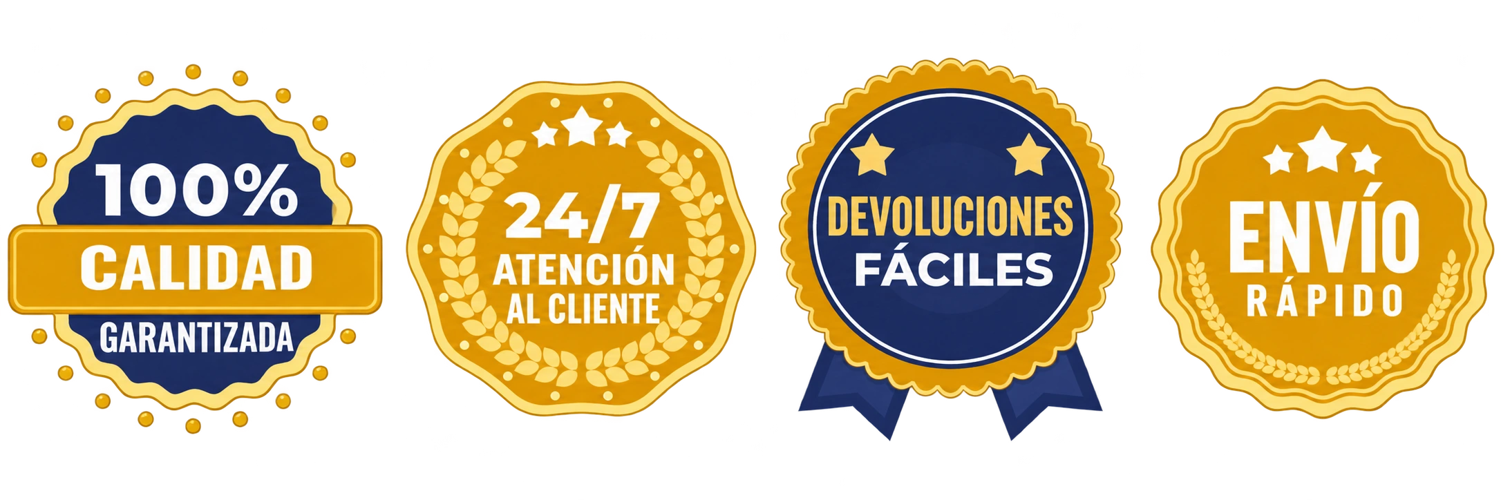 Símbolos de calidad, atención, devoluciones y envío