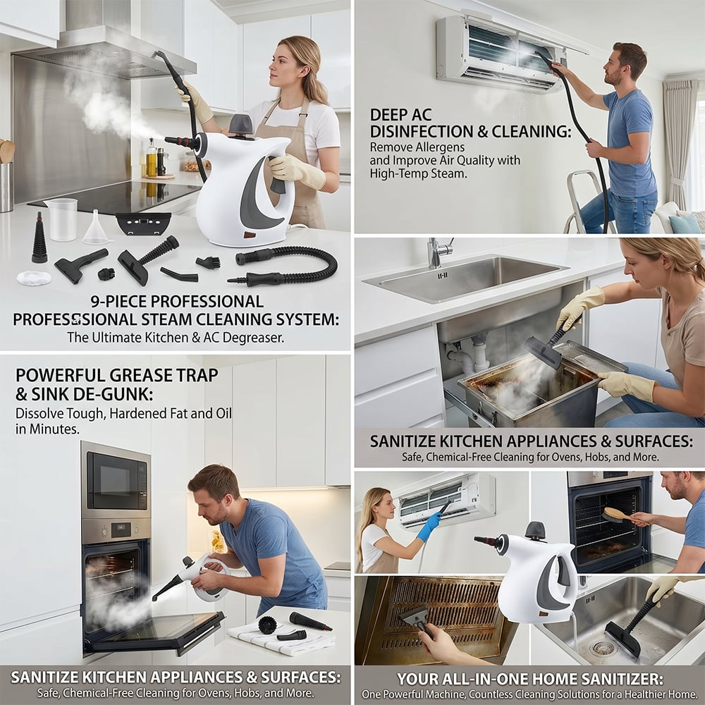 🧼 Multi-Surface Natural Steam Cleaner – Chemical-Free Deep Cleaning Power