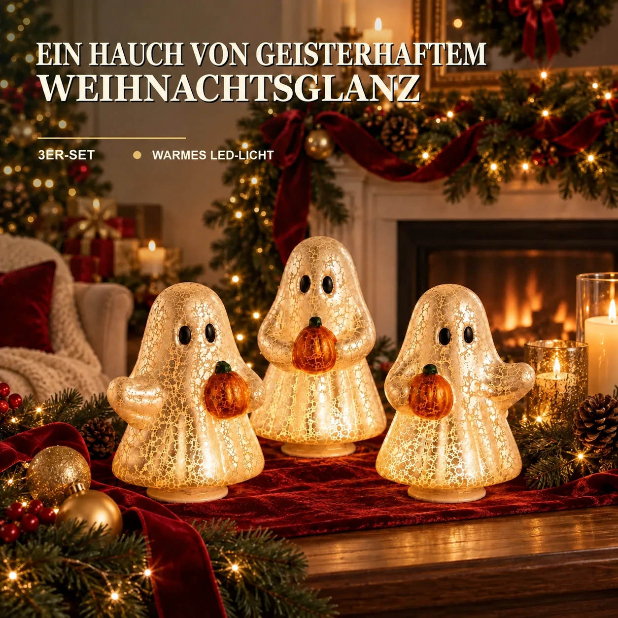 Leuchtendes Geister-Lichterset – 3 Teile