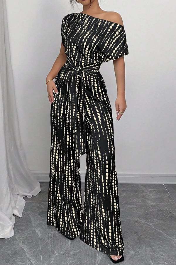 Women’s Printed Asymmetrical Wide-Leg Jumpsuit(Buy 2 Free Shipping)