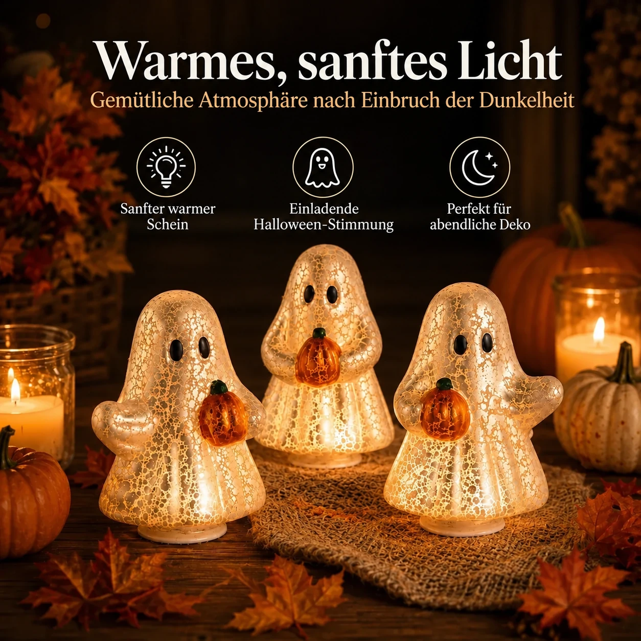 Leuchtendes Geister-Lichterset – 3 Teile