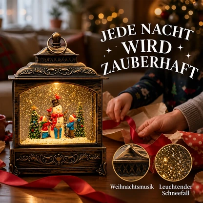 Musikalische Weihnachtslaterne mit wirbelndem Schnee