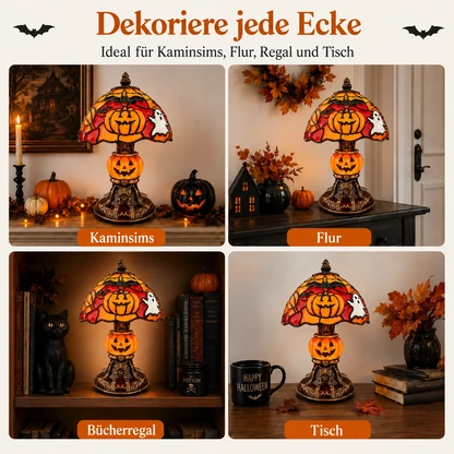 Halloween-Tischlampe im Buntglasstil mit gemütlichem Licht