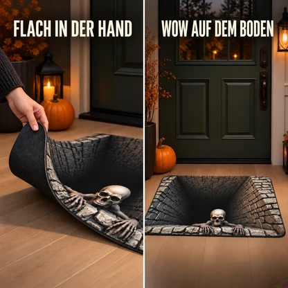 Halloween-Fußmatte mit Skelettgruben-Illusion – 3D-Überraschung am Eingang