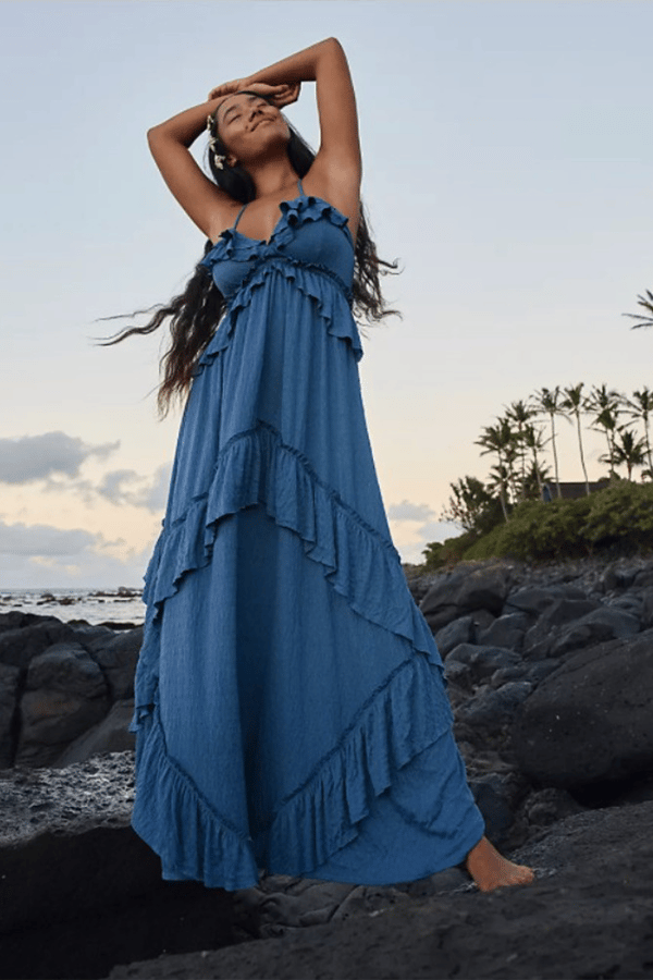 Women's Leaf-Print Backless Maxi Dress（Buy 2 Free Shipping）