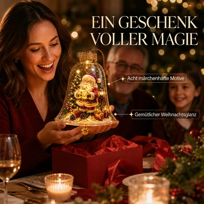 Warm leuchtender Weihnachtsglocken-Anhänger mit Miniaturszene