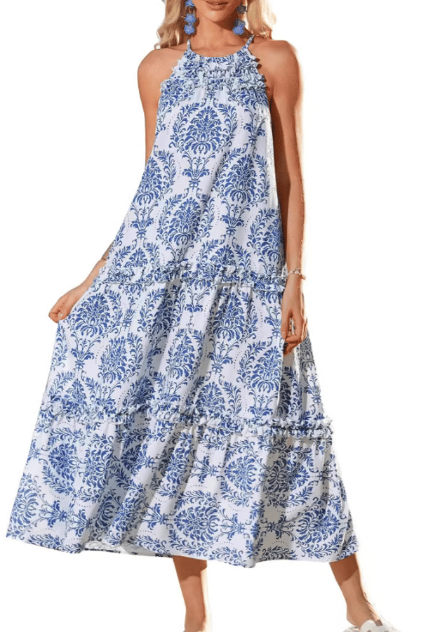 Women’s Bohemian Summer Maxi Dress with Spaghetti Straps（Buy 2 Free Shipping）