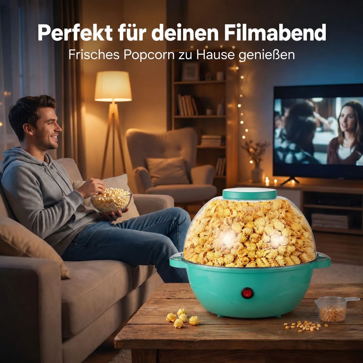 Popcornmaschine mit automatischem Rührwerk – 500 W, EU-Ausführung