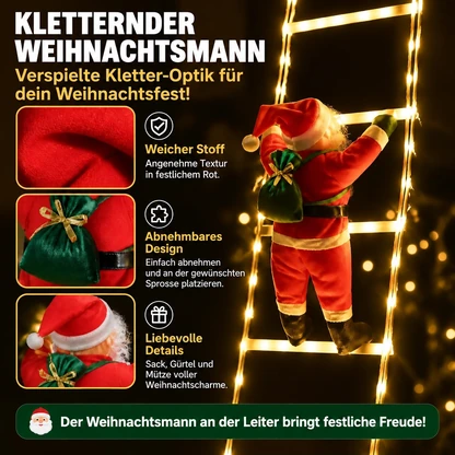 LED-Weihnachtsleiter mit kletterndem Weihnachtsmann und Fernbedienung