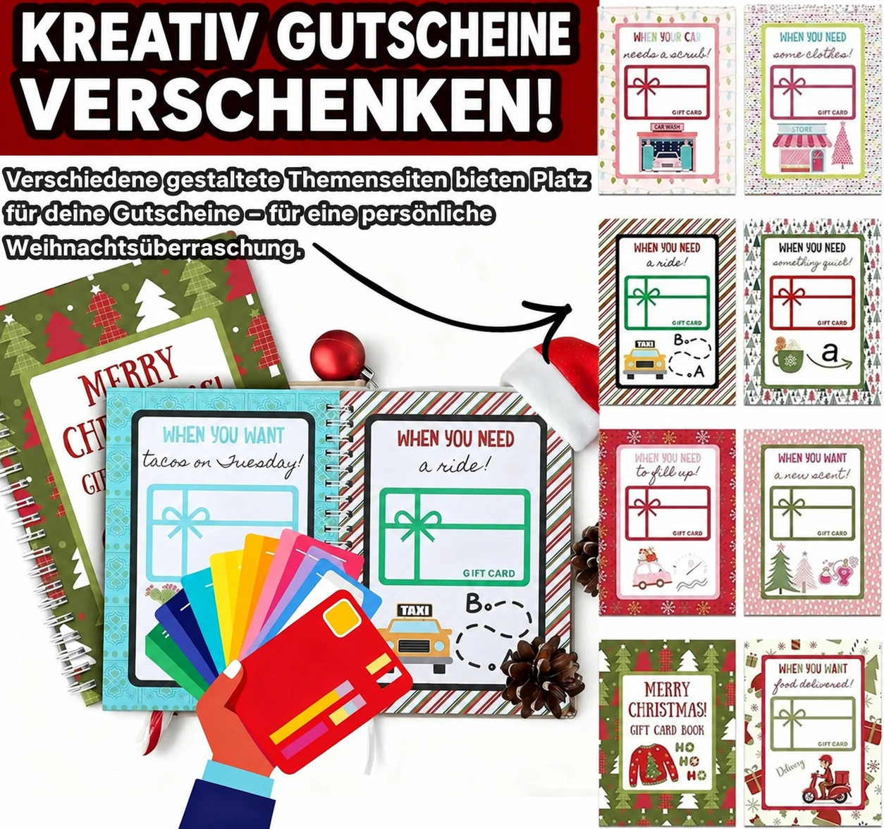 Weihnachtliches Geschenkkartenbuch voller fröhlicher Überraschungen