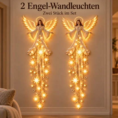 Engel-Wandleuchte mit hängenden Lichtsternen