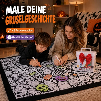 Halloween-Ausmaldecken-Set mit 48 Filzstiften
