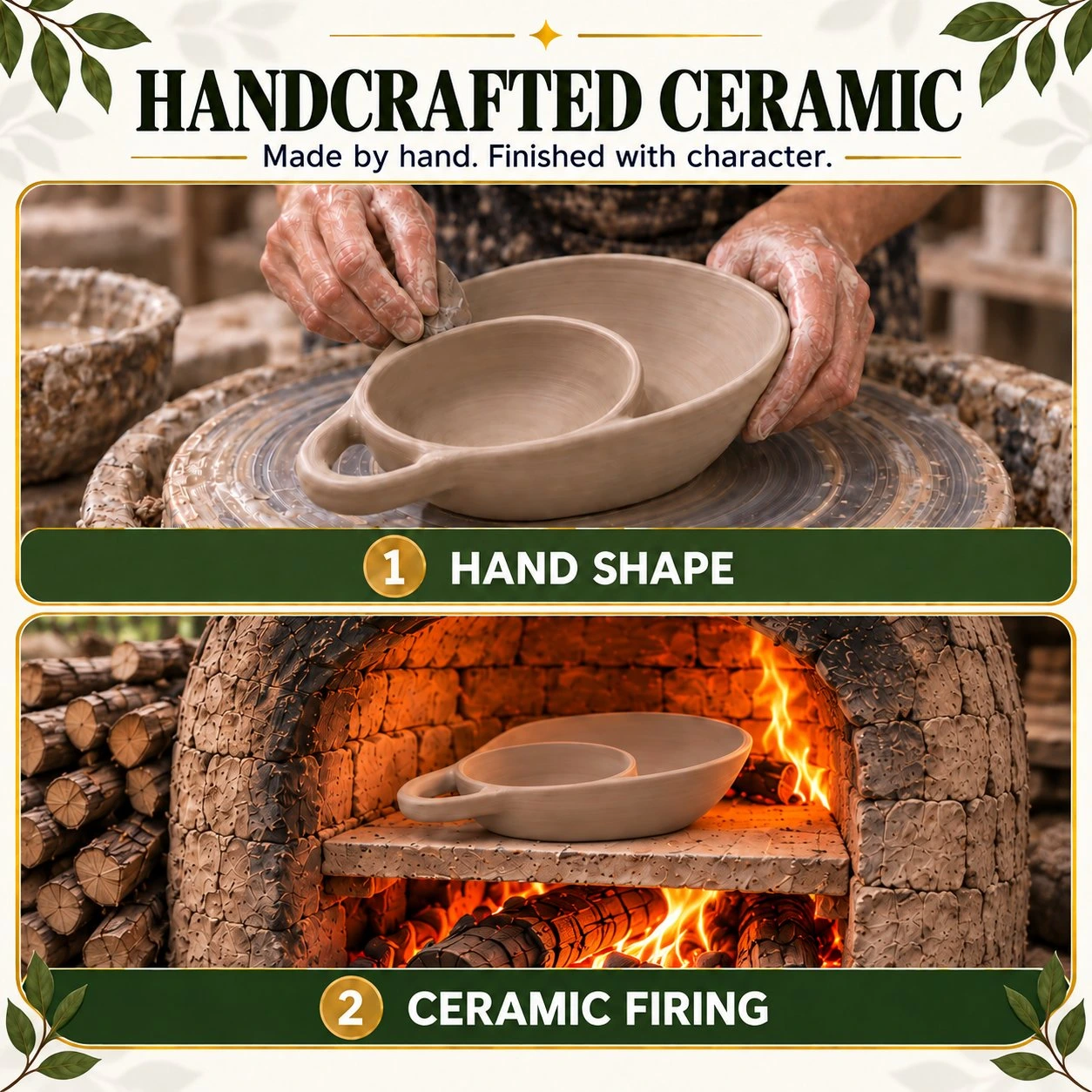 🥣 Handcrafted Divided Ceramic Serving Bowl with Side Handle 🔥