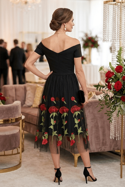 Women’s Vintage Rose Embroidered A-Line Midi Dress(Buy 2 Free Shipping)