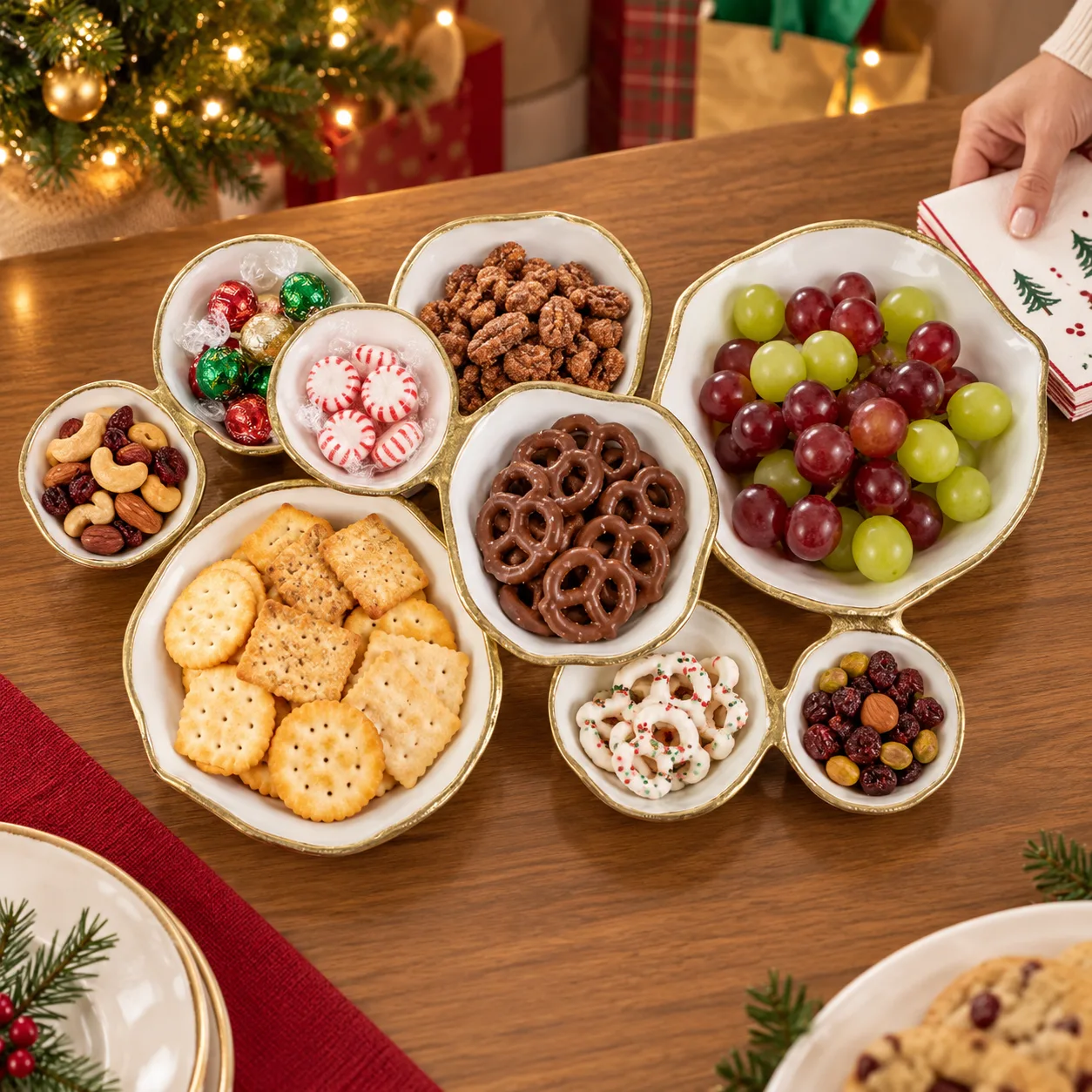 Weihnachtliches Büro-Buffet mit verbundenem Snack-Ensemble