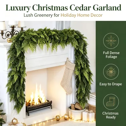 Lush Real-Touch Faux Cedar Christmas Garland