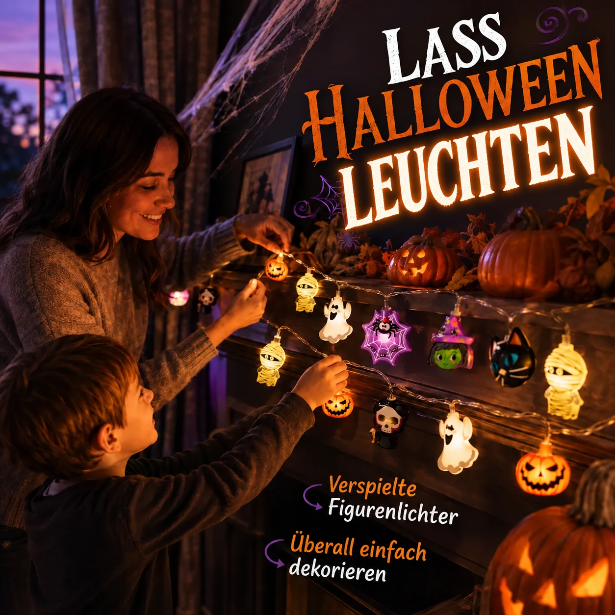Leuchtende Halloween-Figuren-Lichterkette