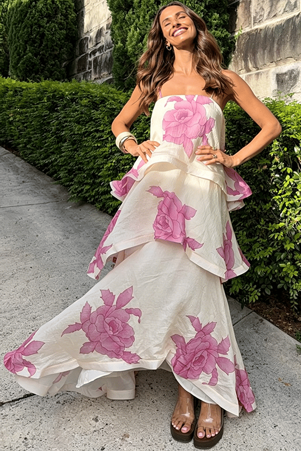 Women's Printed Tiered Maxi Gown