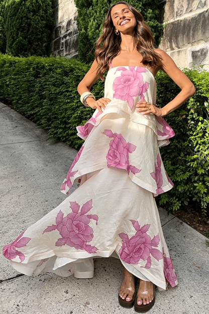 Women's Printed Tiered Maxi Gown