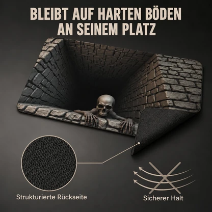 Halloween-Fußmatte mit Skelettgruben-Illusion – 3D-Überraschung am Eingang