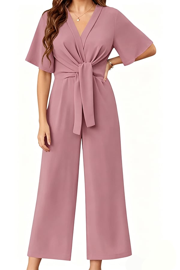 Women's Elegant Wide-Leg V-Neck Jumpsuit（Buy 2 Free Shipping）
