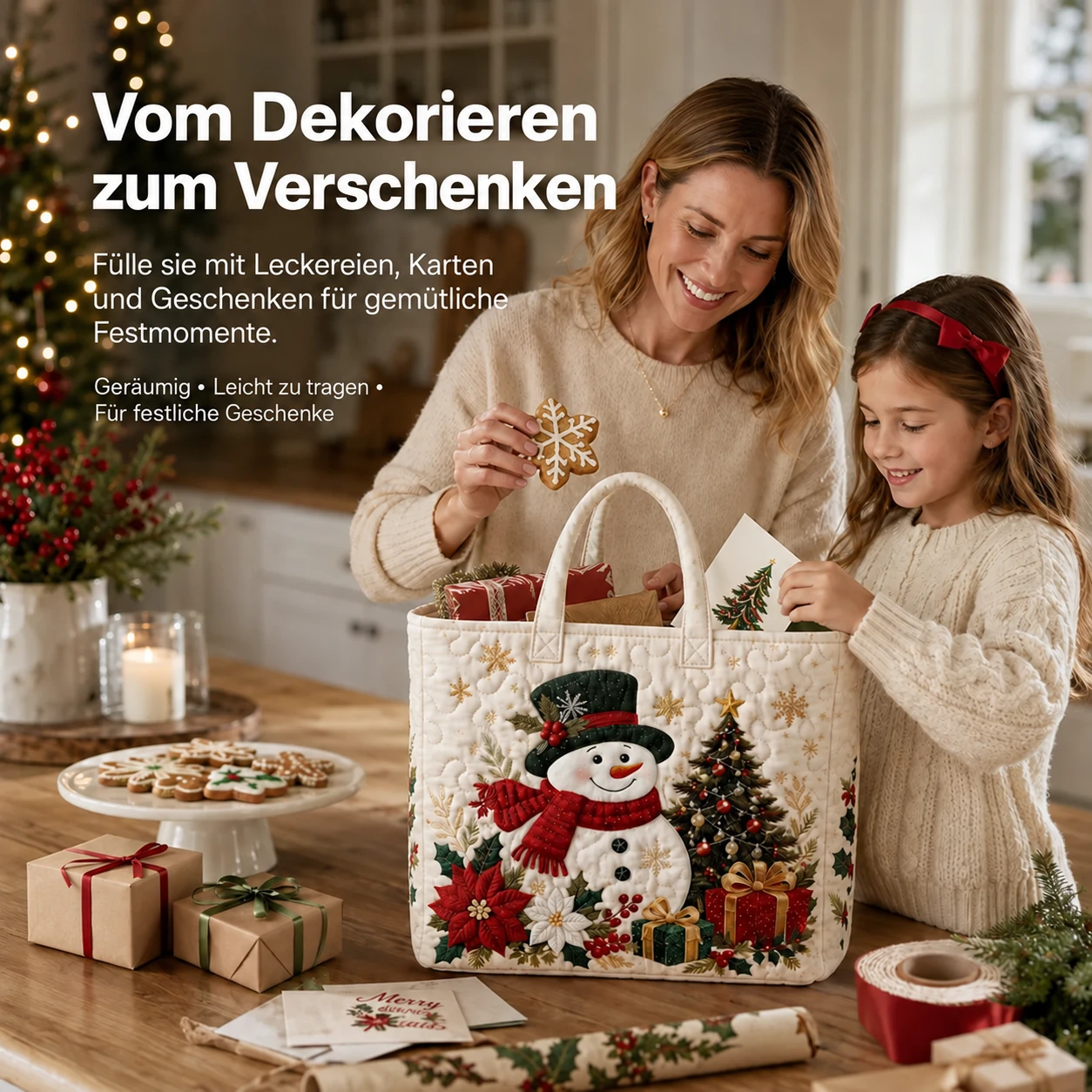 Gesteppte Weihnachtstasche