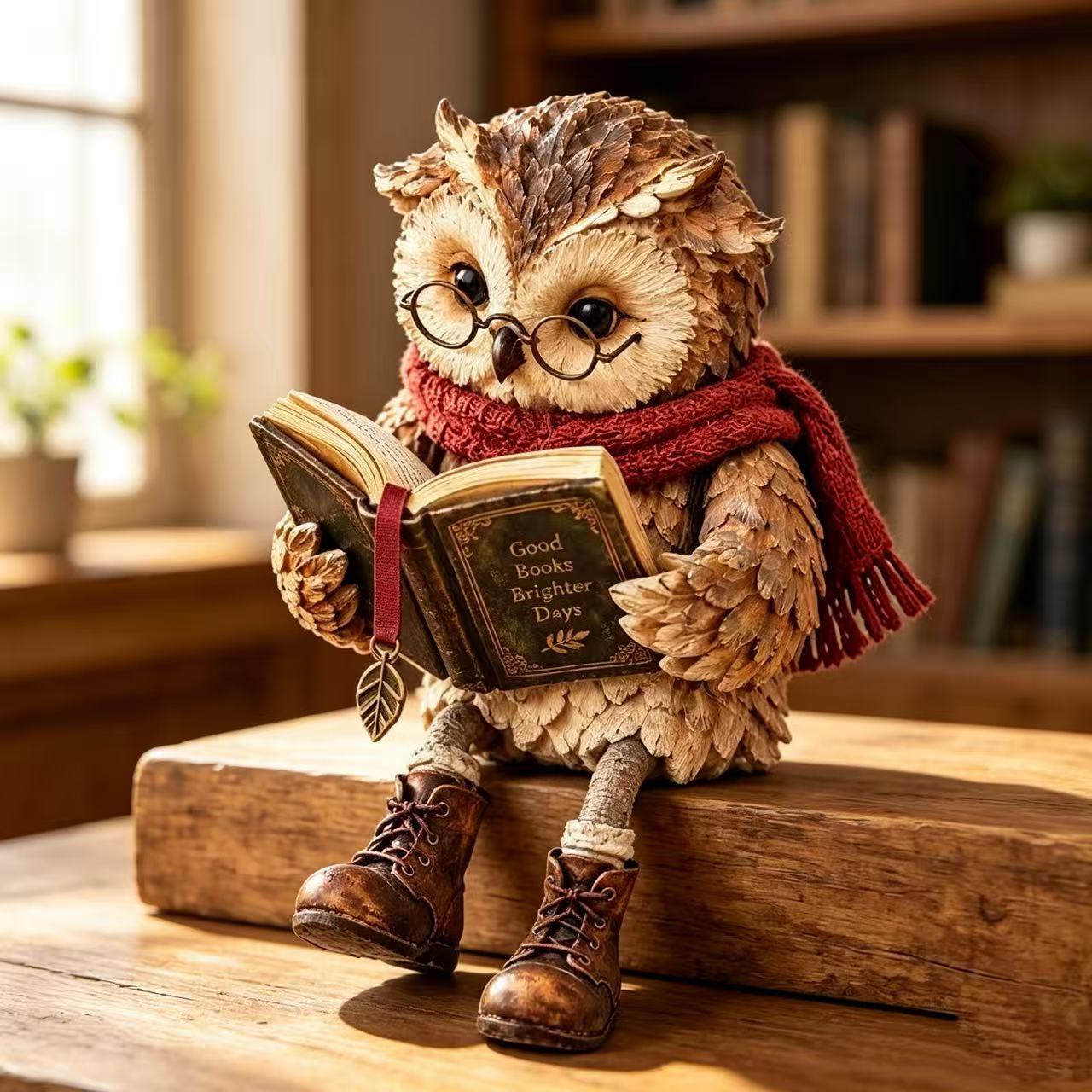 One reading owl figurine