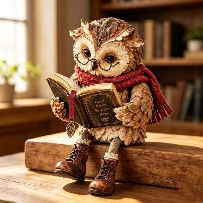 One reading owl figurine