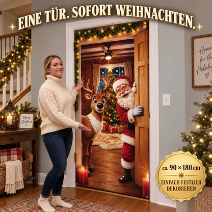 Weihnachtliche Türdekoration mit 3D-Effekt