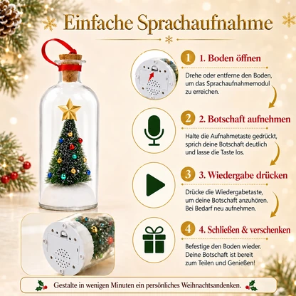 Weihnachtsbaum-Erinnerungsflasche mit Sprachaufnahme – Geschenk mit persönlicher Sprachnachricht