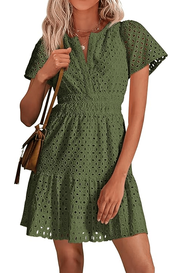 Women’s Summer V-Neck Lace Mini Dress (Buy 2 Free Shipping)