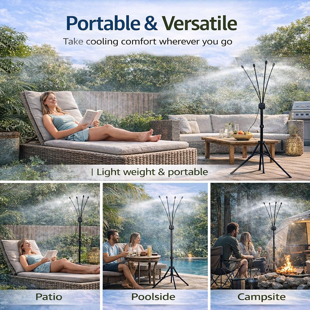 🌡 Portable Misting System – Cool Down 20°F Anytime, Anywhere 💧