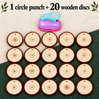Photo Ornament Craft Kit with Circle Punch & Wooden Discs