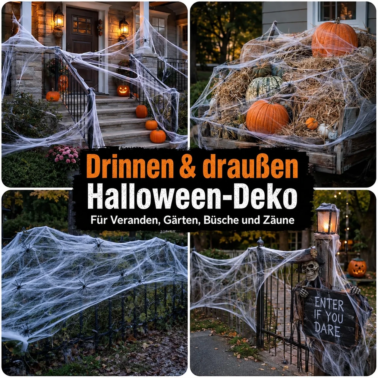 Dehnbares Halloween-Spinnennetz-Dekorationsset