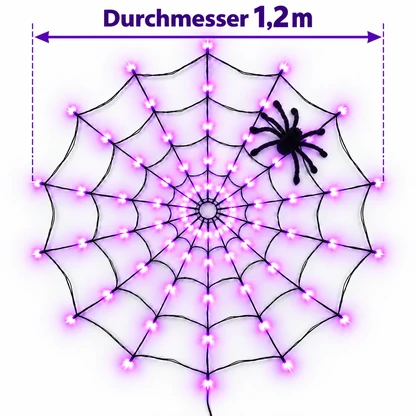 Halloween-Spinnennetzbeleuchtung mit 70 LEDs und Spinne