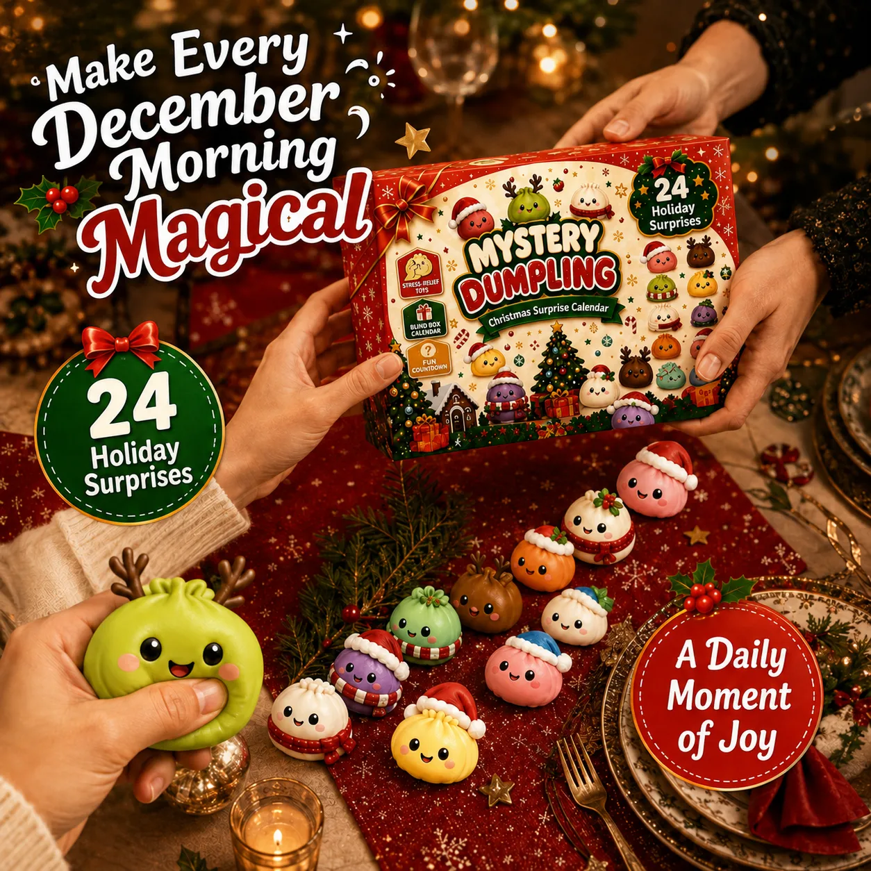 24-Tage-Weihnachts-Adventskalender mit Überraschungs-Squishy-Teigtaschen