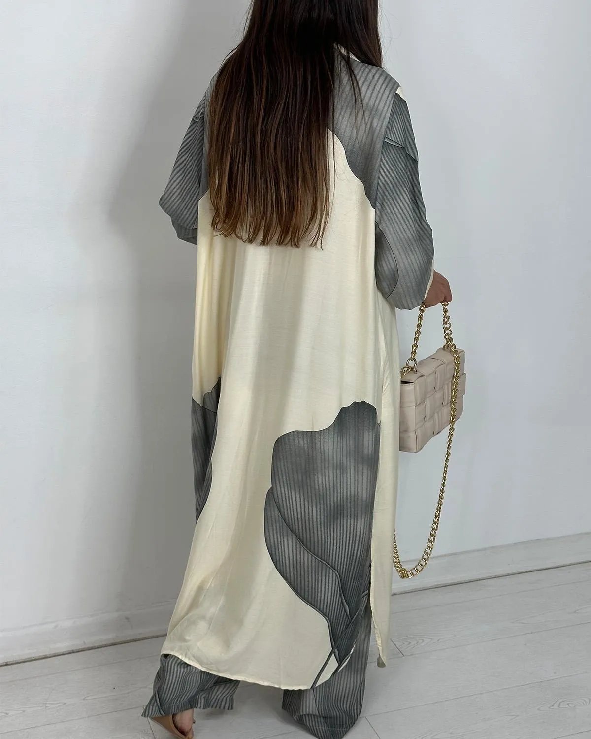 Pleated Chiffon Sleeveless Blouse & Wide Leg Palazzo Pants Set(Buy 2 Free Shipping)