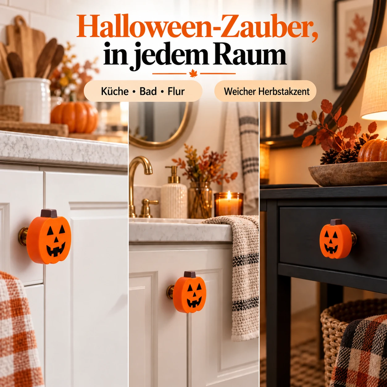 Halloween-Kürbisabdeckungen für Knäufe – 2-teiliges Set