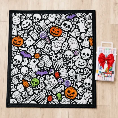 Halloween Coloring Blanket Kit with 48 Markers