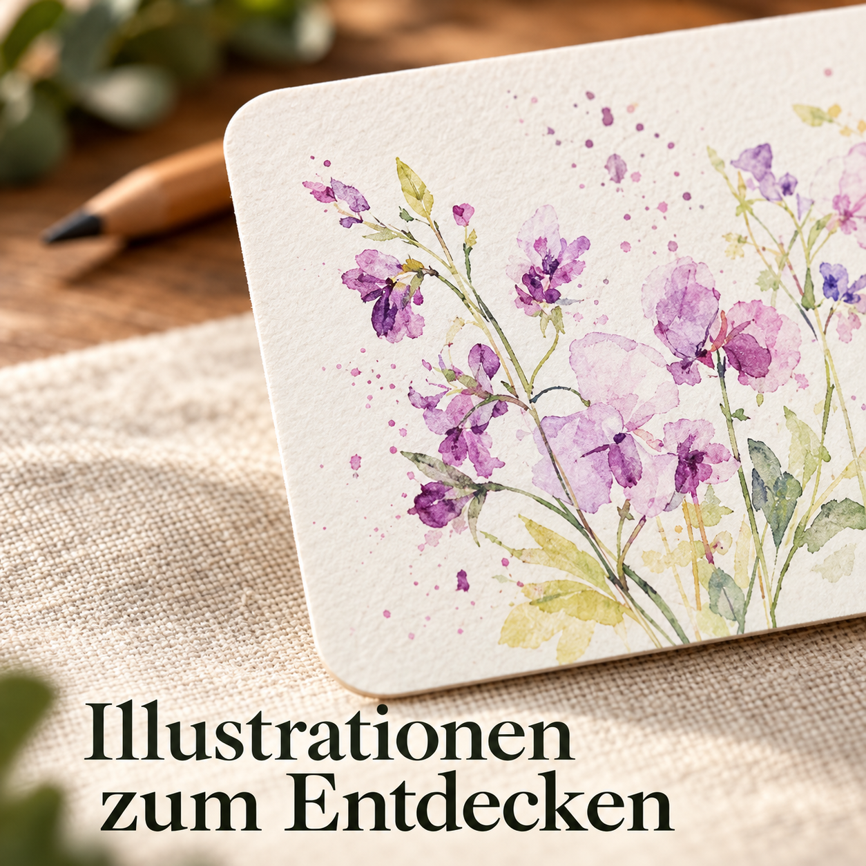 Botanische Illustrationen auf den Kalenderkarten