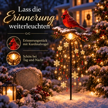 Beleuchteter Weihnachts-Gartenstecker mit Kardinalvogel und Erinnerungsbrunnen