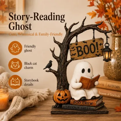 Lighted Halloween Haunted House Tabletop Figurines – 3-Piece Set