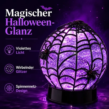 Halloween-Kugelleuchte mit wirbelndem Glitzer und Geistern oder Spinnen