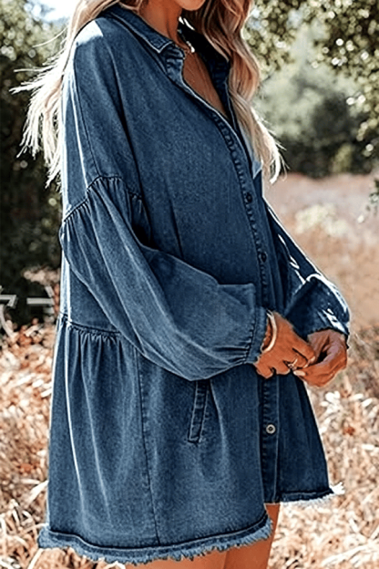 Women's Distressed Denim Shirt Dress（Buy 2 Free Shipping）