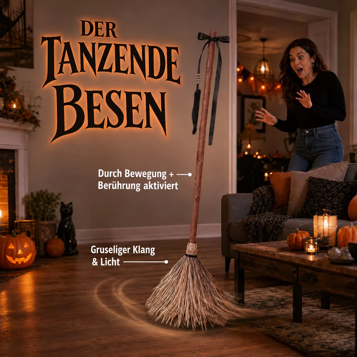 Tanzender Hexenbesen – bewegungsaktivierte Halloween-Requisite