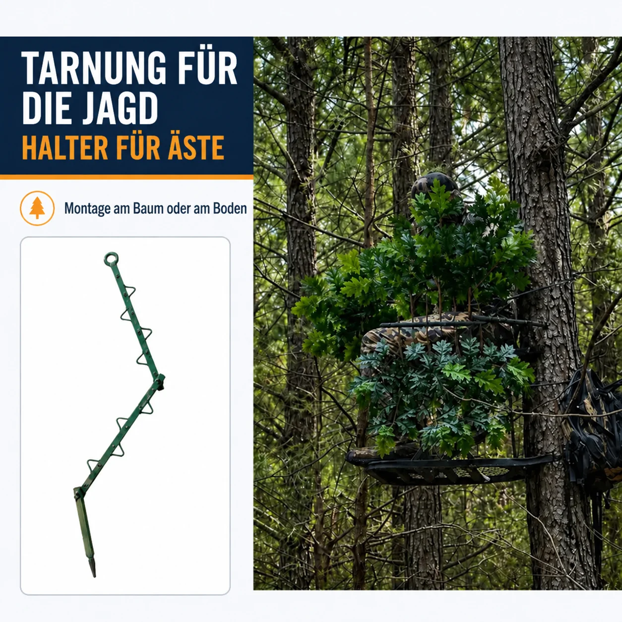 Tarnhalter für Äste – natürlicher Sichtschutz für die Jagd